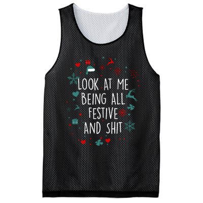 Funny Groovy Xmas Look At Me Being All Festive And Shit Mesh Reversible Basketball Jersey Tank