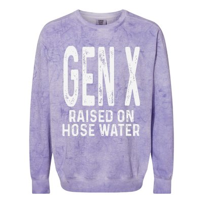 Funny Gen X Raised On Hose Water Humor Generation X Gift Colorblast Crewneck Sweatshirt