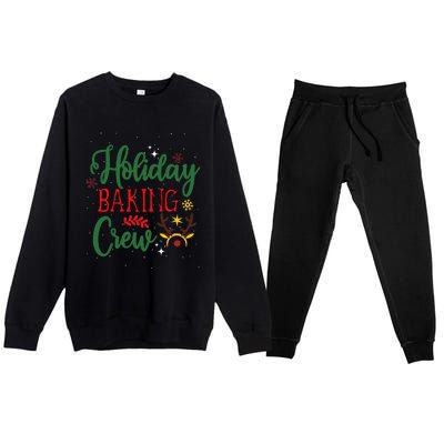 Funny Groovy Xmas Holiday Baking Crew Retro Merry Christmas Premium Crewneck Sweatsuit Set