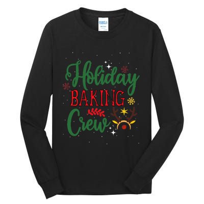 Funny Groovy Xmas Holiday Baking Crew Retro Merry Christmas Tall Long Sleeve T-Shirt