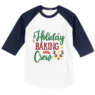 Funny Groovy Xmas Holiday Baking Crew Retro Merry Christmas Baseball Sleeve Shirt