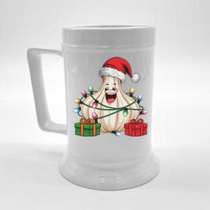 Funny Garlic Xmas Lighting Santa Hat Garlic Christmas Beer Stein