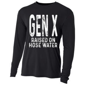 Funny Gen X Raised On Hose Water Humor Generation X Design Cooling Performance Long Sleeve Crew