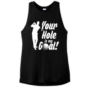 Funny Golfing Your Hole Is My Goal Ladies PosiCharge Tri-Blend Wicking Tank