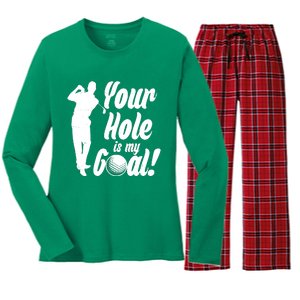 Funny Golfing Your Hole Is My Goal Women's Long Sleeve Flannel Pajama Set 