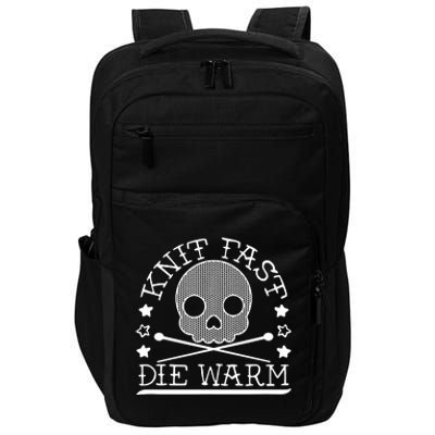 Funny Gothic Yarn Skull Knitting Needles Knit Fast Die Warm Impact Tech Backpack