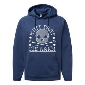 Funny Gothic Yarn Skull Knitting Needles Knit Fast Die Warm Performance Fleece Hoodie