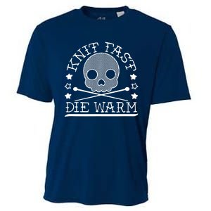 Funny Gothic Yarn Skull Knitting Needles Knit Fast Die Warm Cooling Performance Crew T-Shirt