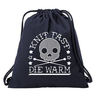 Funny Gothic Yarn Skull Knitting Needles Knit Fast Die Warm Drawstring Bag