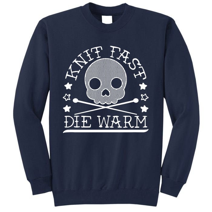 Funny Gothic Yarn Skull Knitting Needles Knit Fast Die Warm Tall Sweatshirt