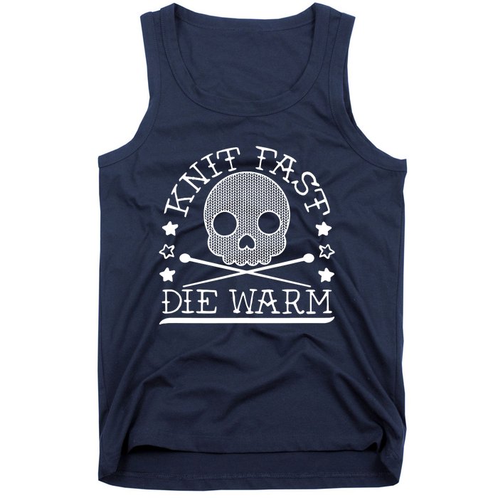 Funny Gothic Yarn Skull Knitting Needles Knit Fast Die Warm Tank Top