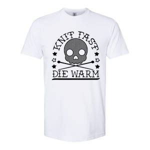 Funny Gothic Yarn Skull Knitting Needles Knit Fast Die Warm Softstyle CVC T-Shirt