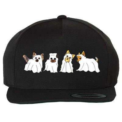 Funny Ghost Yorkshire Terrier Yorkie Dog Lover Halloween Day Wool Snapback Cap