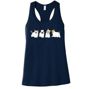 Funny Ghost Yorkshire Terrier Yorkie Dog Lover Halloween Day Women's Racerback Tank