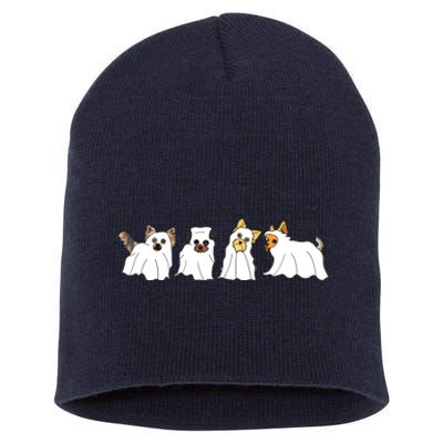 Funny Ghost Yorkshire Terrier Yorkie Dog Lover Halloween Day Short Acrylic Beanie