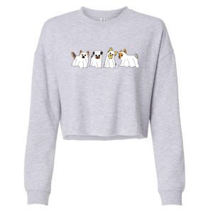 Funny Ghost Yorkshire Terrier Yorkie Dog Lover Halloween Day Cropped Pullover Crew