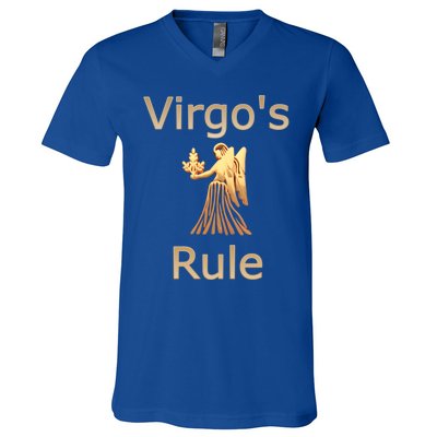 Fun Golden Zodiac Virgos Rule Gift Great Gift V-Neck T-Shirt