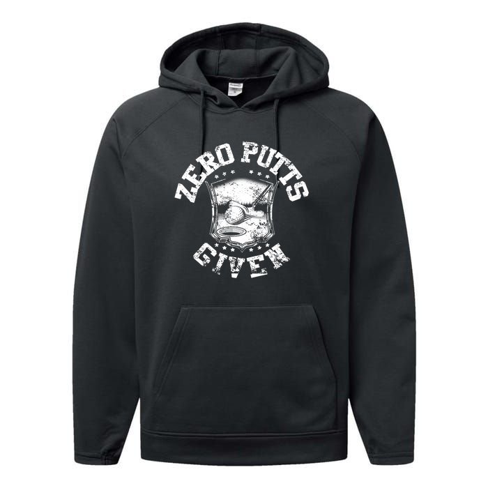 Funny Golf Zero Putts Given Performance Fleece Hoodie