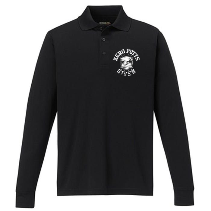 Funny Golf Zero Putts Given Performance Long Sleeve Polo