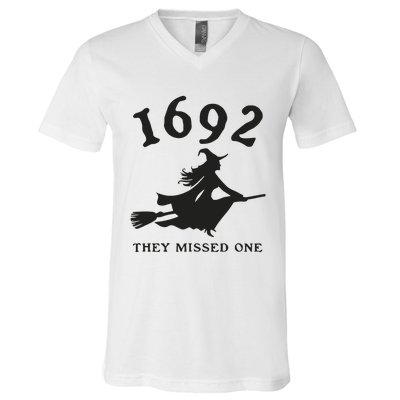 Funny Halloween 1692 They Missed One Salem Witch V-Neck T-Shirt