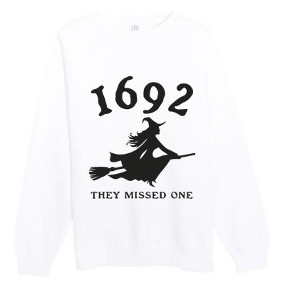 Funny Halloween 1692 They Missed One Salem Witch Premium Crewneck Sweatshirt