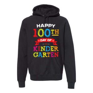 funny Happy 100th Day Of Kindergarten For Teacher Premium Hoodie