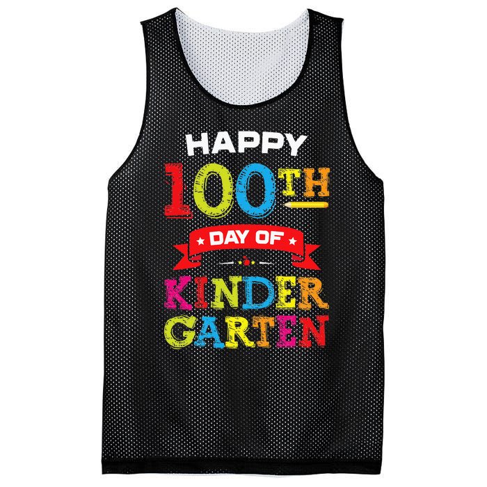 funny Happy 100th Day Of Kindergarten For Teacher Mesh Reversible Basketball Jersey Tank