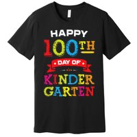 funny Happy 100th Day Of Kindergarten For Teacher Premium T-Shirt