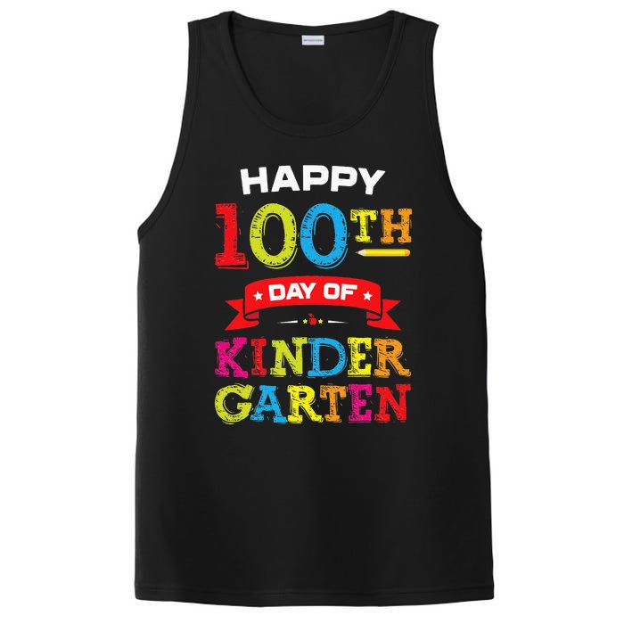 funny Happy 100th Day Of Kindergarten For Teacher PosiCharge Competitor Tank