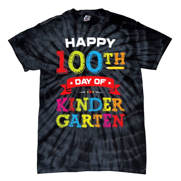 funny Happy 100th Day Of Kindergarten For Teacher Tie-Dye T-Shirt