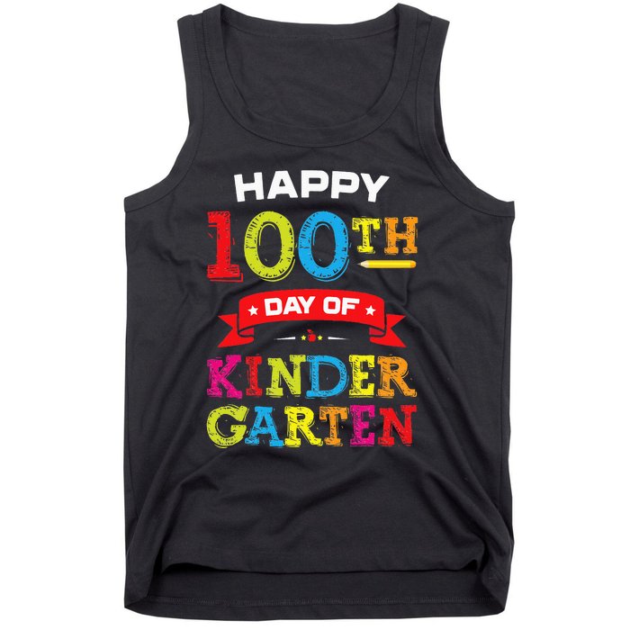 funny Happy 100th Day Of Kindergarten For Teacher Tank Top