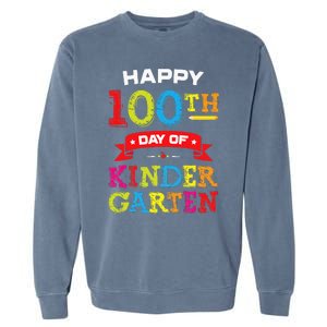 funny Happy 100th Day Of Kindergarten For Teacher Garment-Dyed Sweatshirt