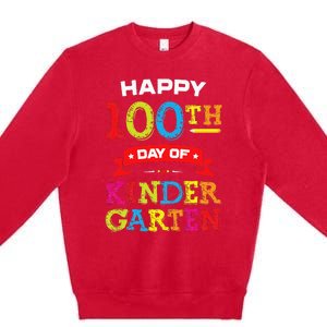 funny Happy 100th Day Of Kindergarten For Teacher Premium Crewneck Sweatshirt