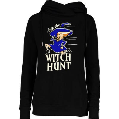 Funny Halloween 2024 Donald Trump Join The Witch Hunt Womens Funnel Neck Pullover Hood