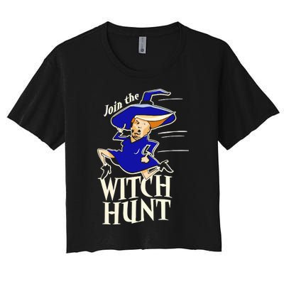 Funny Halloween 2024 Donald Trump Join The Witch Hunt Women's Crop Top Tee