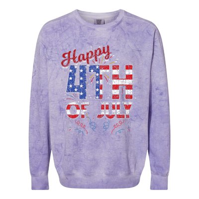 Fireworks Happy 4th Of July US Flag American 4th Of July Colorblast Crewneck Sweatshirt