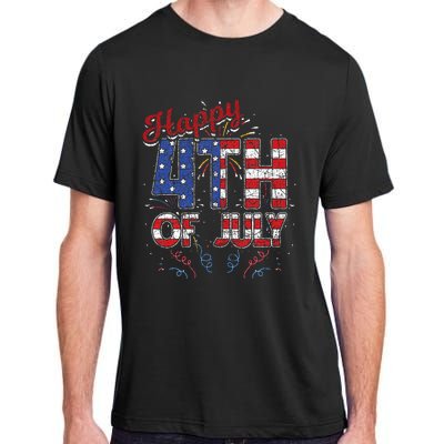 Fireworks Happy 4th Of July US Flag American 4th Of July Adult ChromaSoft Performance T-Shirt