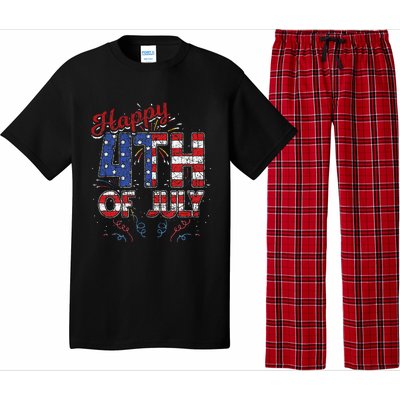 Fireworks Happy 4th Of July US Flag American 4th Of July Pajama Set