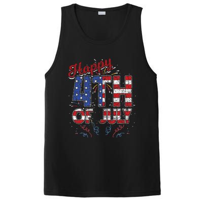 Fireworks Happy 4th Of July US Flag American 4th Of July PosiCharge Competitor Tank