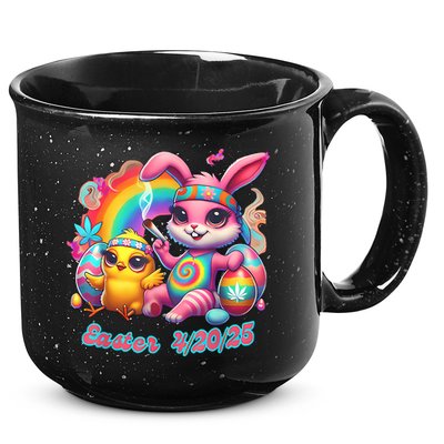 Funny Happy 420 Easter Bunny Chick Smoking Weed Cannabis 15oz Campfire Ceramic Mug