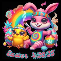 Funny Happy 420 Easter Bunny Chick Smoking Weed Cannabis Drawstring Bag