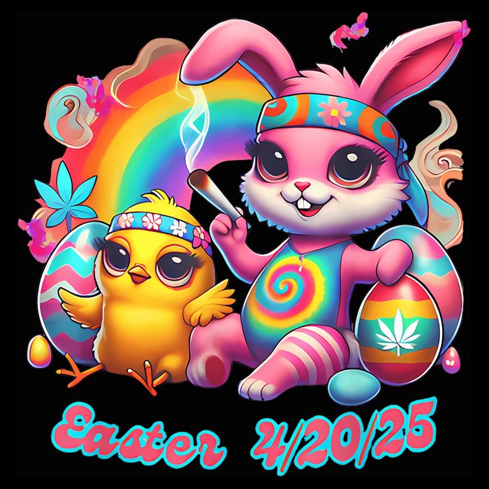 Funny Happy 420 Easter Bunny Chick Smoking Weed Cannabis Bag