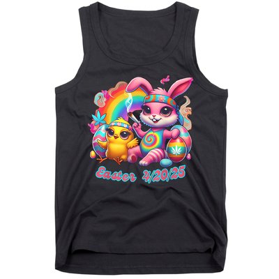 Funny Happy 420 Easter Bunny Chick Smoking Weed Cannabis Tank Top