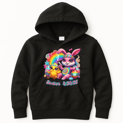 Funny Happy 420 Easter Bunny Chick Smoking Weed Cannabis Kids Hoodie
