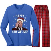 Funny Happy 4th Of July Joe Biden Costume Santa Great Gift Meaningful Gift Women's Long Sleeve Flannel Pajama Set 