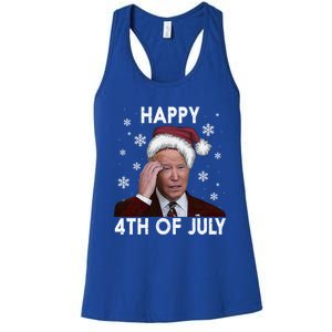 Funny Happy 4th Of July Joe Biden Costume Santa Great Gift Meaningful Gift Women's Racerback Tank