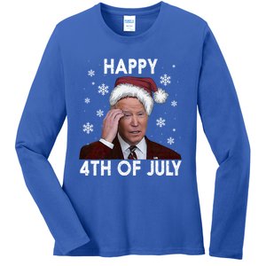 Funny Happy 4th Of July Joe Biden Costume Santa Great Gift Meaningful Gift Ladies Long Sleeve Shirt