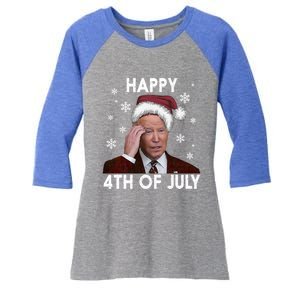 Funny Happy 4th Of July Joe Biden Costume Santa Great Gift Meaningful Gift Women's Tri-Blend 3/4-Sleeve Raglan Shirt