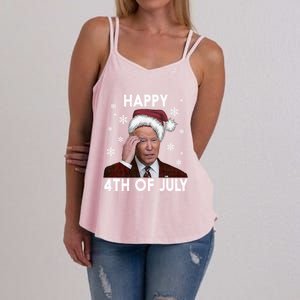 Funny Happy 4th Of July Joe Biden Costume Santa Great Gift Meaningful Gift Women's Strappy Tank