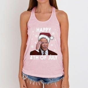 Funny Happy 4th Of July Joe Biden Costume Santa Great Gift Meaningful Gift Women's Knotted Racerback Tank